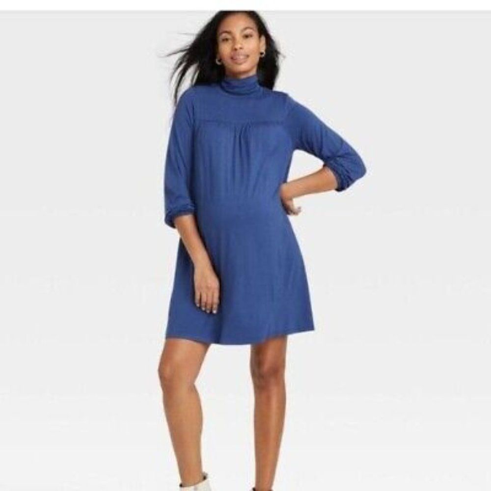 The Nines by Hatch Slate Turtleneck Mini Dress Large